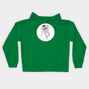 Jellyfish with festive Christmas lights Kids Hoodie